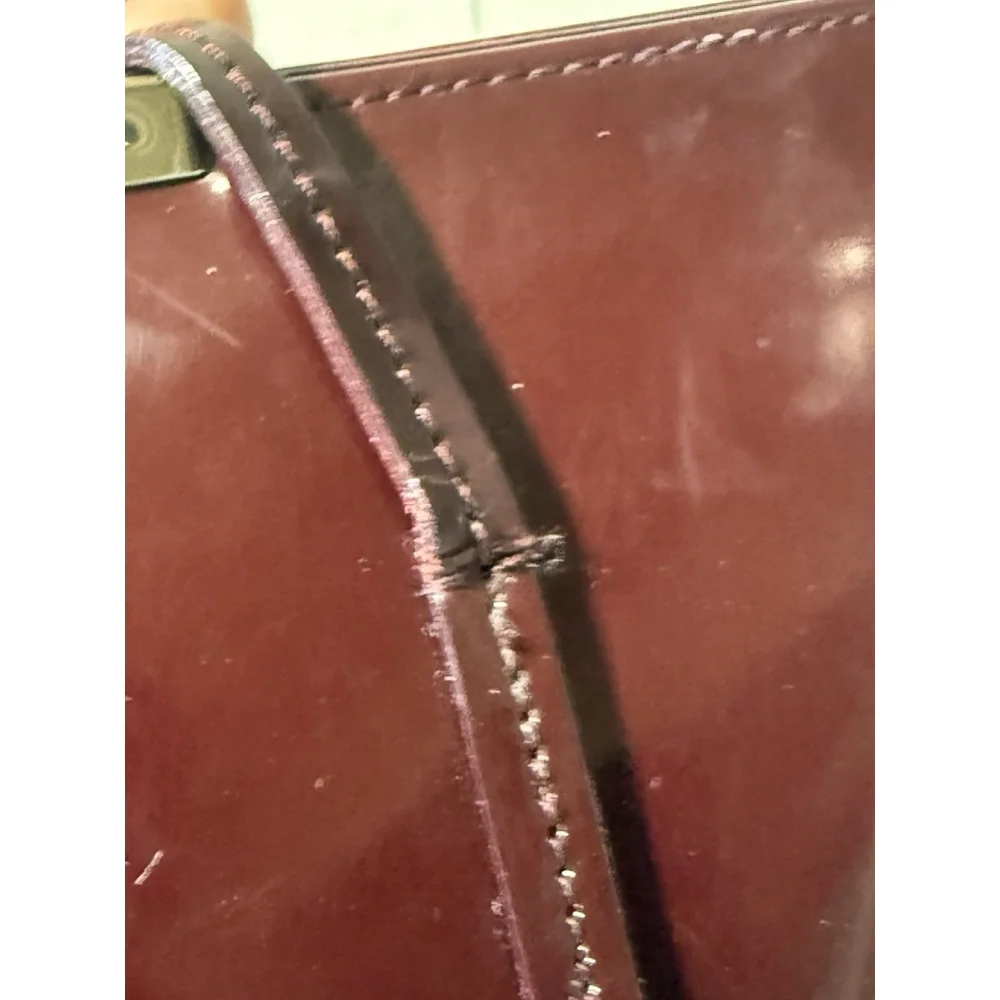 FURLA Patent Leather Shoulder Bag burgundy